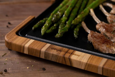 Square Cutting Board with Cast-Iron Handles